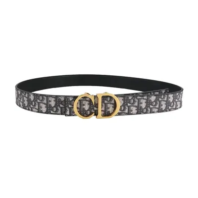 Dior Oblique Print Belt with Gold-Tone CD Buckle